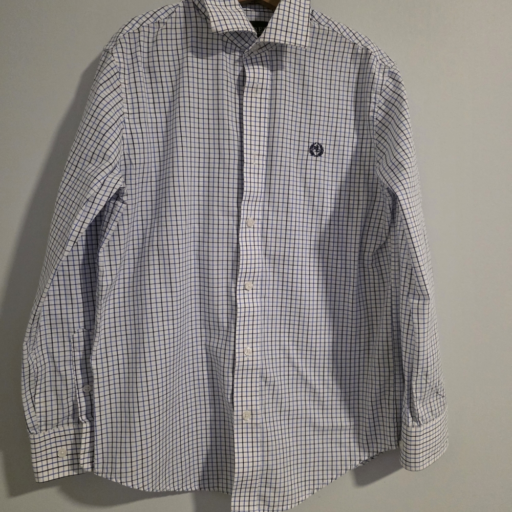 Lauren Ralph Lauren Kids Button-Up Shirt Blue Check Dress Shirt Size 12 - Picture 4 of 16